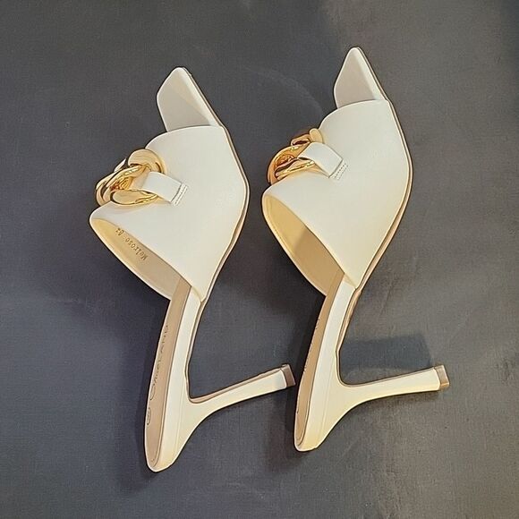 BRAND NEW SHOELAND SQUARE TOE SLIP-ON FOOT OPEN TOE GOLD CHAIN LINKING S… - Picture 14 of 16